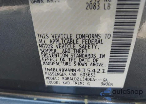 2022 Nissan Altima S Fwd from USA, damaged, VIN 1N4BL4BV4NN415421